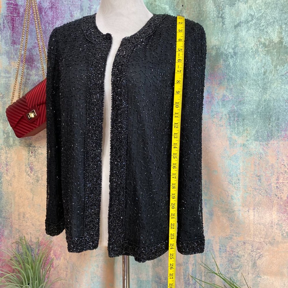 📌Laurence K. Vintage Elegant Sequin Silk Jacket - Picture 5 of 16